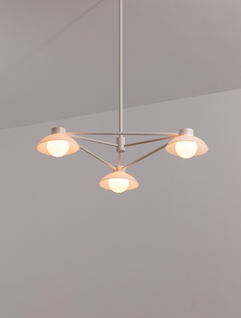 Archipelago 3 Pendant shown in Porcelain White, Opal Dome, Opal Globe